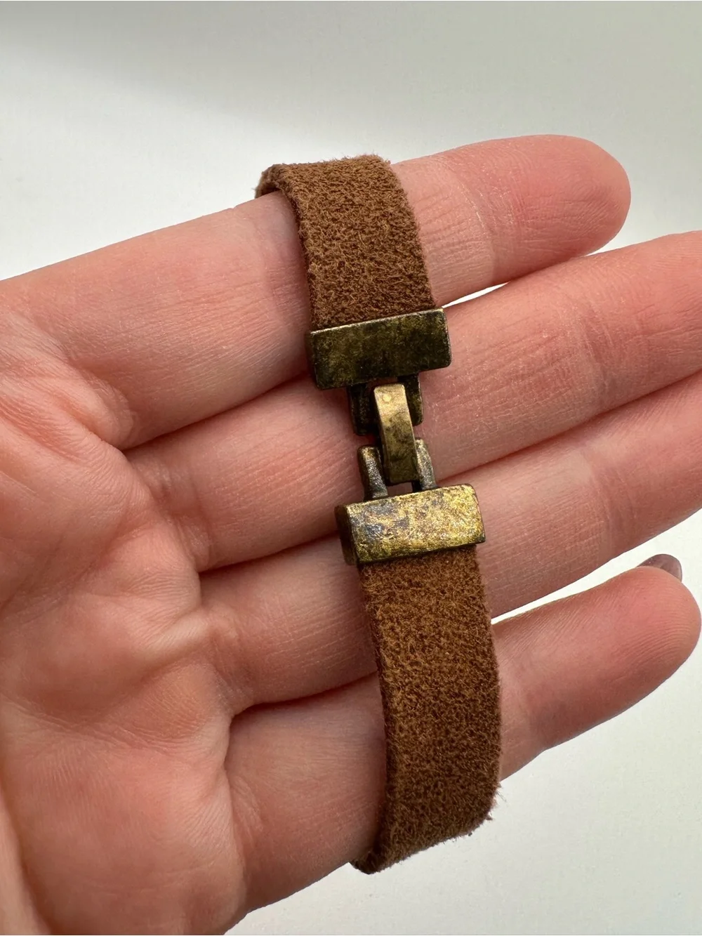 Lia Sophia Brown Suede Cuff Bracelet Butterfly Floral Rhinestone Statement